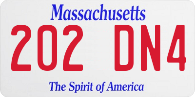 MA license plate 202DN4