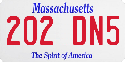 MA license plate 202DN5