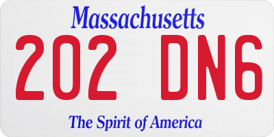 MA license plate 202DN6