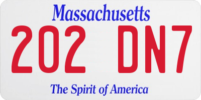 MA license plate 202DN7