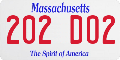 MA license plate 202DO2