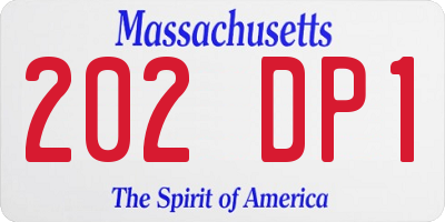 MA license plate 202DP1
