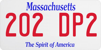 MA license plate 202DP2