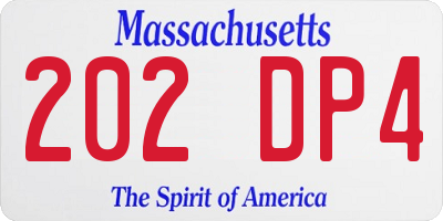 MA license plate 202DP4