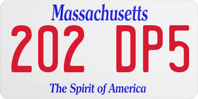 MA license plate 202DP5