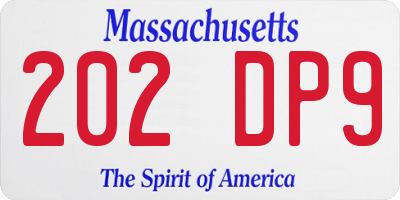 MA license plate 202DP9