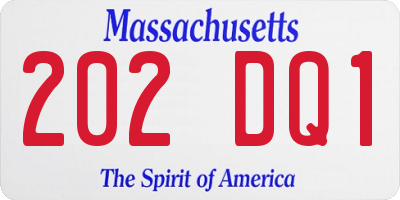 MA license plate 202DQ1