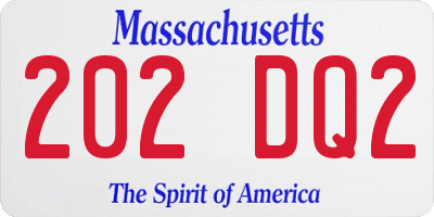 MA license plate 202DQ2