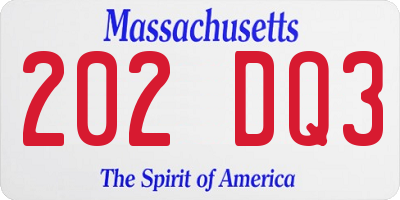 MA license plate 202DQ3