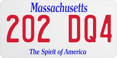 MA license plate 202DQ4