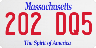 MA license plate 202DQ5