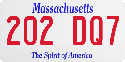 MA license plate 202DQ7