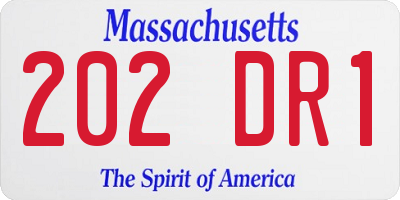 MA license plate 202DR1