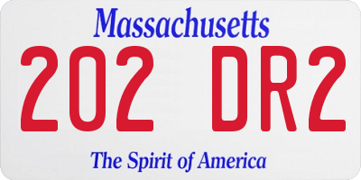 MA license plate 202DR2