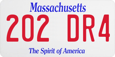MA license plate 202DR4