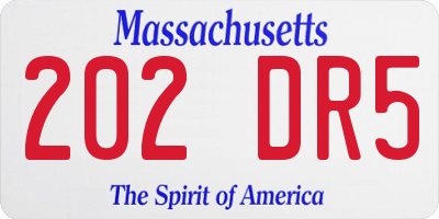 MA license plate 202DR5