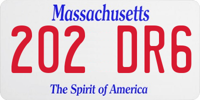 MA license plate 202DR6