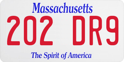 MA license plate 202DR9