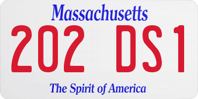 MA license plate 202DS1