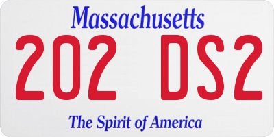 MA license plate 202DS2