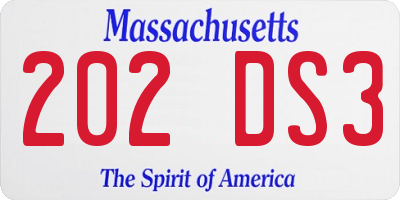 MA license plate 202DS3