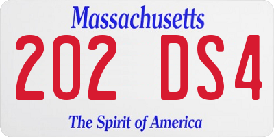 MA license plate 202DS4