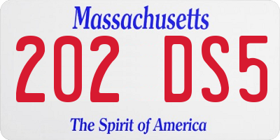 MA license plate 202DS5