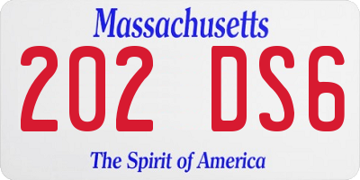 MA license plate 202DS6