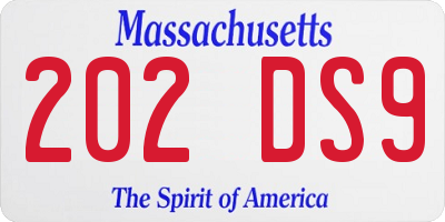 MA license plate 202DS9