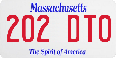 MA license plate 202DT0