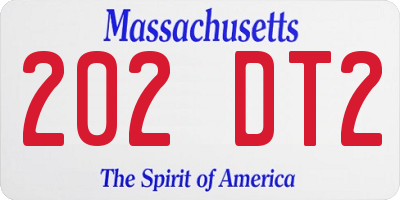 MA license plate 202DT2
