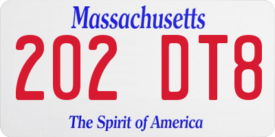 MA license plate 202DT8