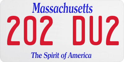 MA license plate 202DU2