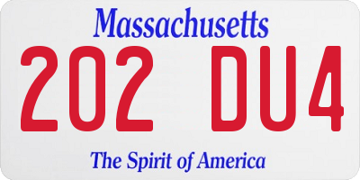 MA license plate 202DU4