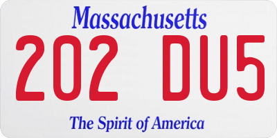 MA license plate 202DU5