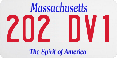 MA license plate 202DV1