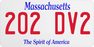 MA license plate 202DV2
