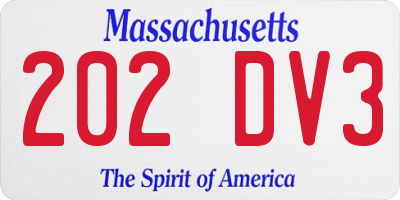 MA license plate 202DV3