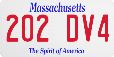 MA license plate 202DV4
