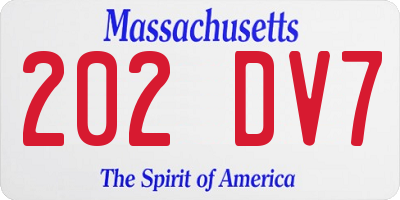 MA license plate 202DV7