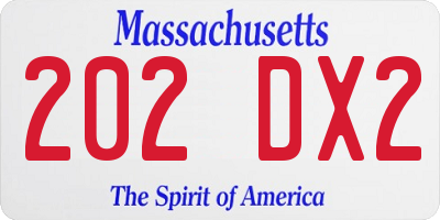 MA license plate 202DX2