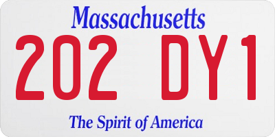 MA license plate 202DY1