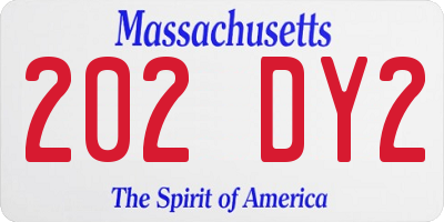 MA license plate 202DY2