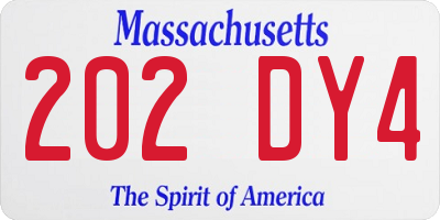 MA license plate 202DY4