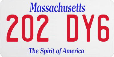 MA license plate 202DY6