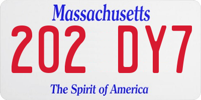 MA license plate 202DY7