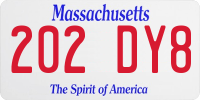 MA license plate 202DY8