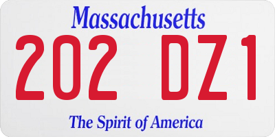 MA license plate 202DZ1