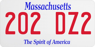 MA license plate 202DZ2