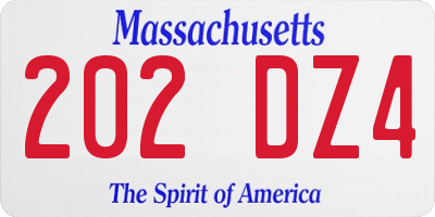 MA license plate 202DZ4